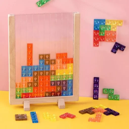 Kids’ 3D Beech Wood Tetris Puzzle Blocks