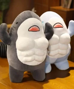 Charming Muscle Shark Plush Toy – 40cm Stuffed Animal Pillow, Ideal for All Ages