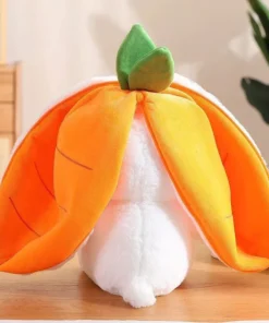 Charming Strawberry Carrot Rabbit Plush Toy – Transformable Fruit to Bunny Stuffed Doll