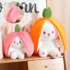 Charming Strawberry Carrot Rabbit Plush Toy – Transformable Fruit to Bunny Stuffed Doll