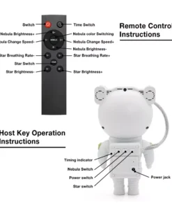 Starry Sky Astronaut Night Light Galaxy Projector Lamp with Remote Control and Timer