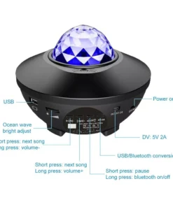Galaxy & Ocean Wave Projector Night Light with Bluetooth Speaker