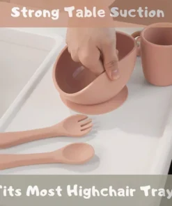 Safe & Stylish Baby Silicone Tableware Set: Dinner Plate, Bowl, Fork & Spoon