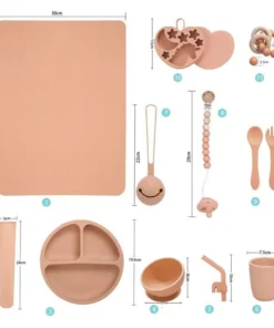 Safe & Stylish Baby Silicone Tableware Set: Dinner Plate, Bowl, Fork & Spoon