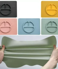 Safe & Stylish Baby Silicone Tableware Set: Dinner Plate, Bowl, Fork & Spoon