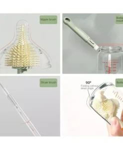 Compact & Extendable Silicone Baby Bottle Brush Kit for Easy Travel Cleaning