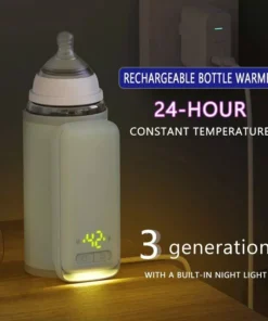 Portable 6-Level Adjustable Baby Bottle Warmer with Temperature Display and Night Light