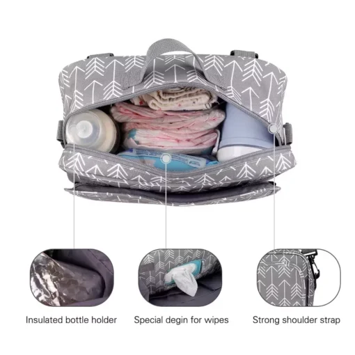 Multifunctional Waterproof Diaper Bag Organizer with Stylish Patterns