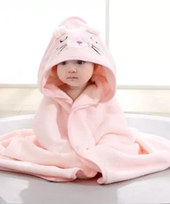Soft & Adorable Cartoon Animal Hooded Baby Towel – Warm, Cozy Cotton Bathrobe for Newborns & Toddlers