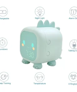 Dinosaur-Themed Kids’ Alarm Clock with Voice Control and Night Light