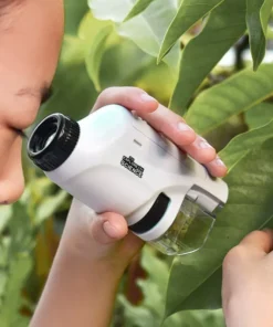 Compact LED Handheld Microscope 60X-120X – Portable Science Kit for Kids