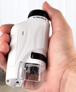 Compact LED Handheld Microscope 60X-120X – Portable Science Kit for Kids