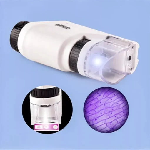 Compact LED Handheld Microscope 60X-120X – Portable Science Kit for Kids