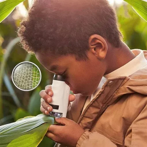 Compact LED Handheld Microscope 60X-120X – Portable Science Kit for Kids
