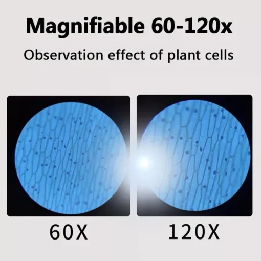 Compact LED Handheld Microscope 60X-120X – Portable Science Kit for Kids