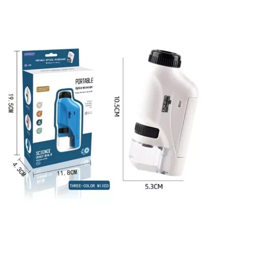 Compact LED Handheld Microscope 60X-120X – Portable Science Kit for Kids