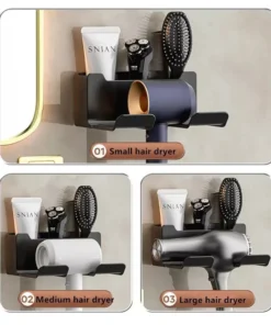 Double-Tier Eco-Friendly Wall Mounted Hair Dryer Holder