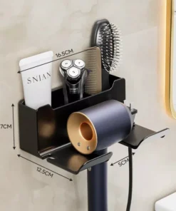 Double-Tier Eco-Friendly Wall Mounted Hair Dryer Holder