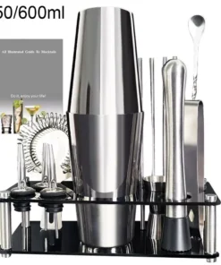 Boston Cocktail Shaker Set: Complete Bartender Tool Kit with Acrylic Stand