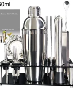 Boston Cocktail Shaker Set: Complete Bartender Tool Kit with Acrylic Stand