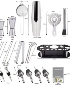 Boston Cocktail Shaker Set: Complete Bartender Tool Kit with Acrylic Stand