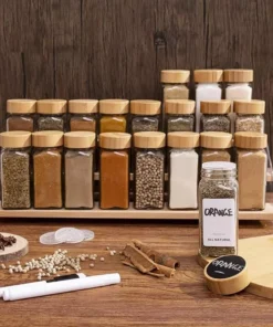 Glass Seasoning Storage Jars with Bamboo Lid