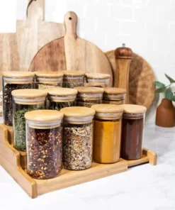 Glass Seasoning Storage Jars with Bamboo Lid