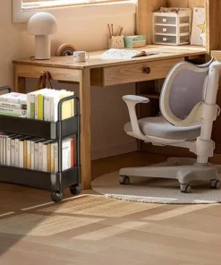 Compact 2-Tier Mobile Bookshelf Cart with Wheels