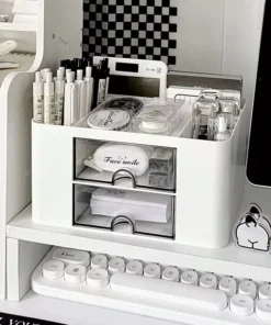 Compact Multifunctional Desk Organizer with Dual Drawers