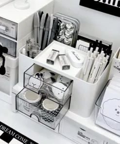 Compact Multifunctional Desk Organizer with Dual Drawers
