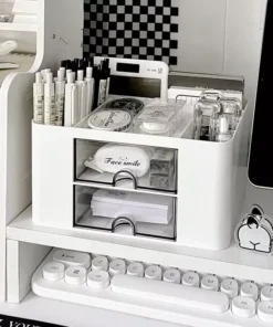 Compact Multifunctional Desk Organizer with Dual Drawers
