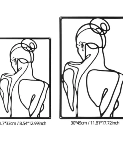 Minimalist Abstract Woman Metal Wall Art 3-Piece Black Silhouette Decor Set