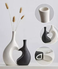 Set of 2 Chic Heart-Shaped Ceramic Vases