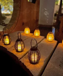 Solar Bamboo Lantern LED Garden & Balcony Decorative Light