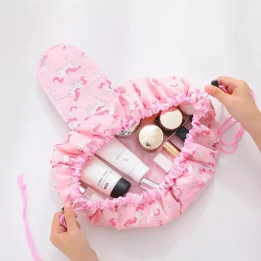 Portable & Waterproof Drawstring Cosmetic Bag – Multifunctional Travel Makeup Organizer