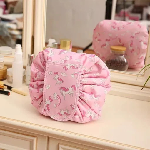 Portable & Waterproof Drawstring Cosmetic Bag – Multifunctional Travel Makeup Organizer