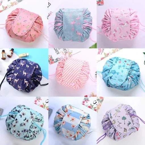 Portable & Waterproof Drawstring Cosmetic Bag – Multifunctional Travel Makeup Organizer