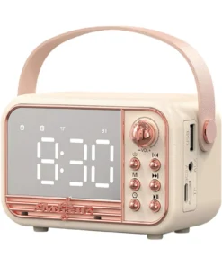 Retro-Style Portable HiFi Wireless Speaker with Alarm Clock and Stereo Sound