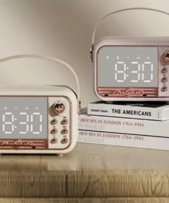 Retro-Style Portable HiFi Wireless Speaker with Alarm Clock and Stereo Sound