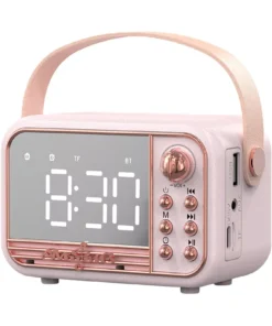 Retro-Style Portable HiFi Wireless Speaker with Alarm Clock and Stereo Sound