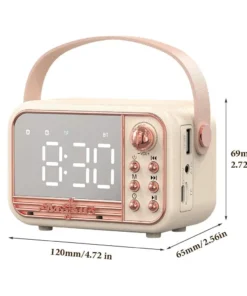 Retro-Style Portable HiFi Wireless Speaker with Alarm Clock and Stereo Sound