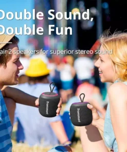 Compact Portable T7 Mini Speaker: TWS, Bluetooth 5.3, Balanced Bass, IPX7 Waterproof; Perfect for Outdoor Use