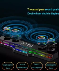 4000mAh 3D Stereo Sound Box: Bluetooth Soundbar with Powerful Subwoofer, USB & AUX Connectivity, FM Radio & Clock