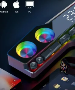 4000mAh 3D Stereo Sound Box: Bluetooth Soundbar with Powerful Subwoofer, USB & AUX Connectivity, FM Radio & Clock