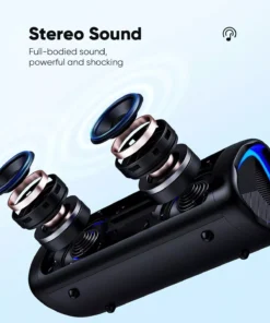 Portable Bluetooth Speaker with IPX5 Waterproof Rating, 24H Playtime, and TWS Pairing
