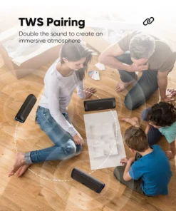 Portable Bluetooth Speaker with IPX5 Waterproof Rating, 24H Playtime, and TWS Pairing