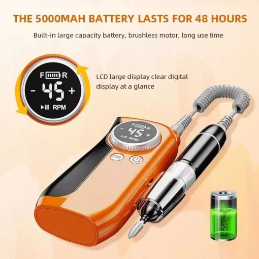 High-Speed 45000RPM Rechargeable Nail Drill Kit – Professional Cordless Manicure Set