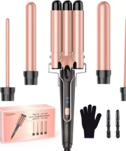 5-in-1 Multi-Function Curling Wand with 3-Barrel Crimper & Fast Heating