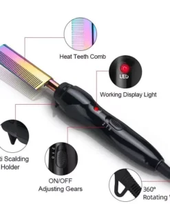 2-in-1 Gradient Hair Straightener & Curling Iron: Electric Hot Comb for Ultimate Styling