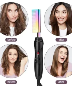 2-in-1 Gradient Hair Straightener & Curling Iron: Electric Hot Comb for Ultimate Styling